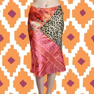 Vintage Patchwork Satin Midi